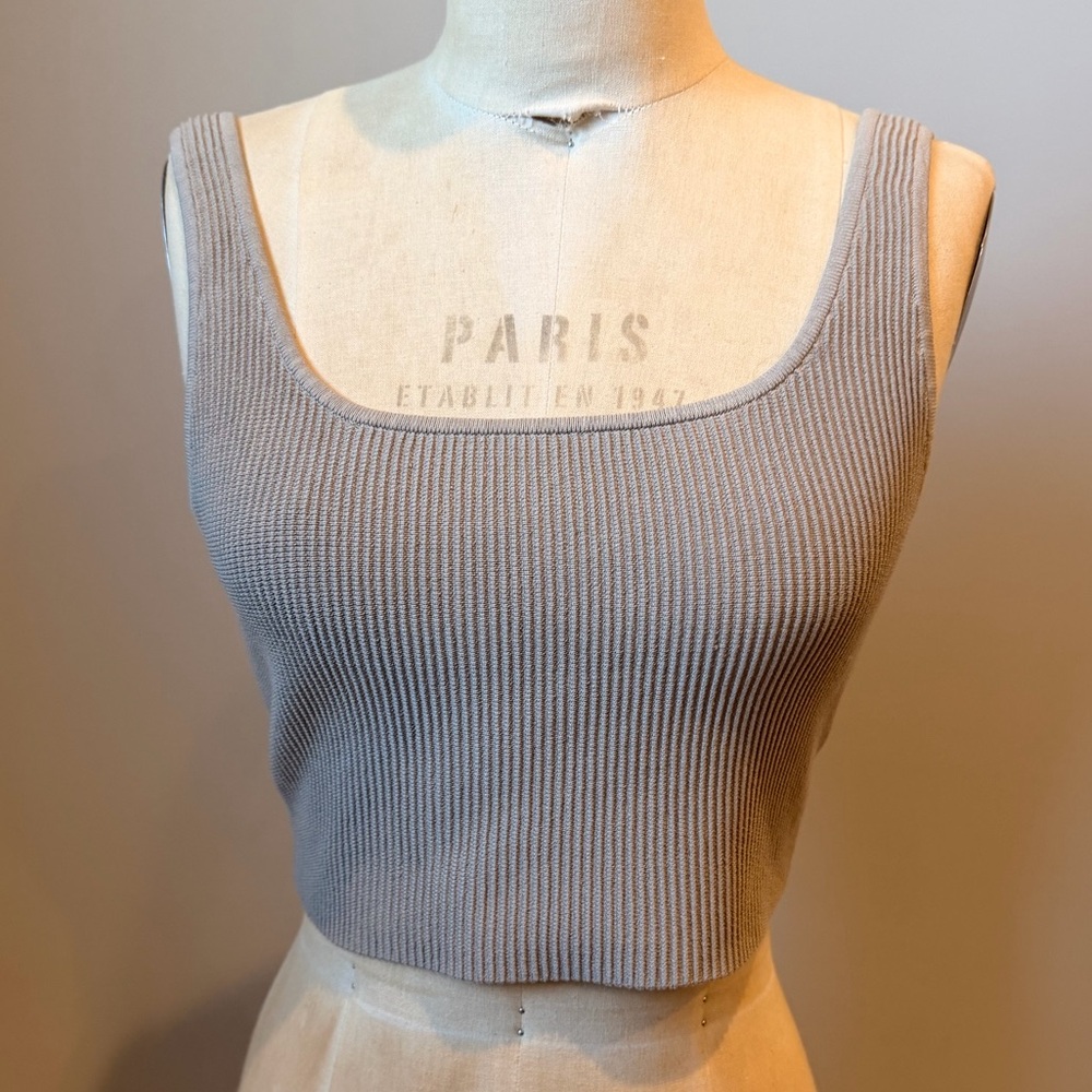 Aritzia Babaton Sculpt Knit Squareneck Tank Top - Taupe